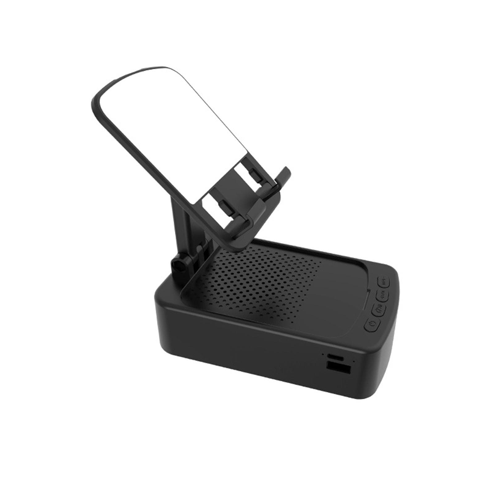 Phone Stand with Wireless BT Speaker USB Output Rechargeable 1500mAh Battery Foldable Lazy Desktop black