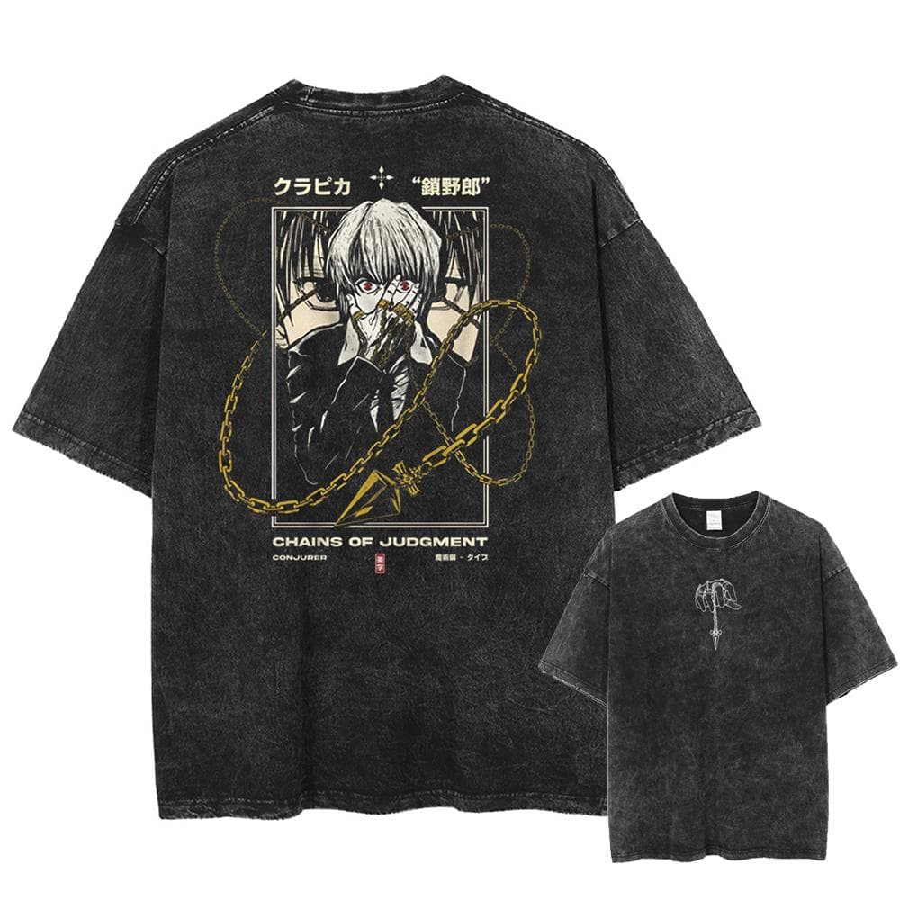 Men Streetwear Vintage Washed T-Shirt Anime Graphic Print T shirt Harajuku Summer Cotton Casual Short Sleeve Tshirt Tee M