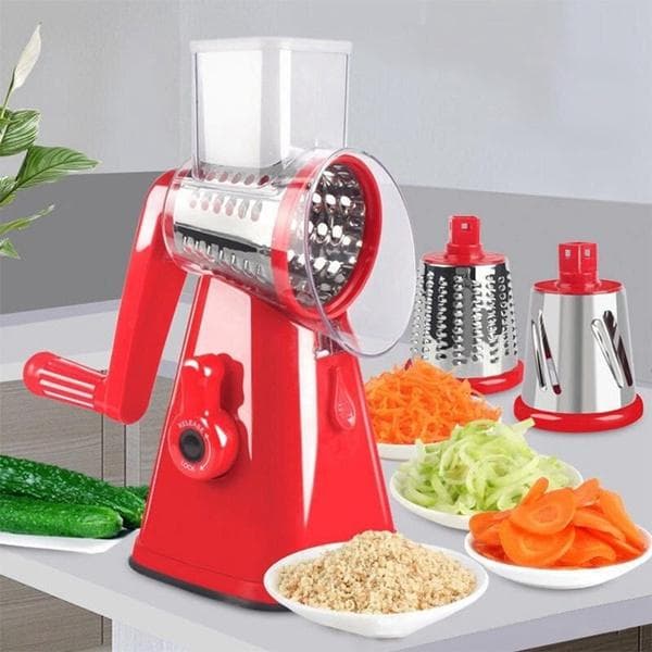 Manual Vegetables Slicer Rotary Mandoline Vegetable Fruit Cutter Slicer Shredder Cheese Chopper Grater Food Processor Kitchen Gadget None red