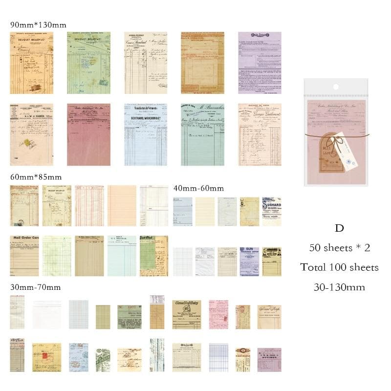 100pcs/pack Vintage Scrapbooking Light Paper Kit DIY Junk Journal Collage Stationery Background Decor Materials Paper