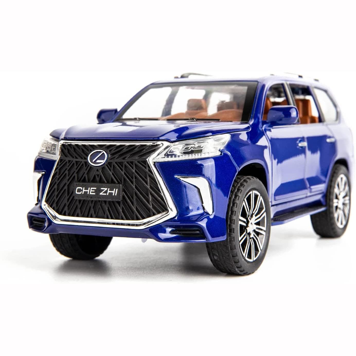 1/24 Scale Lexus 570 Off-Road in Luxury SUV Model Car, Zinc Alloy Pull Back Toy car with Sound and Light for Kids Boy Girl Gift 1/24-21x9.5x8.5cm blue