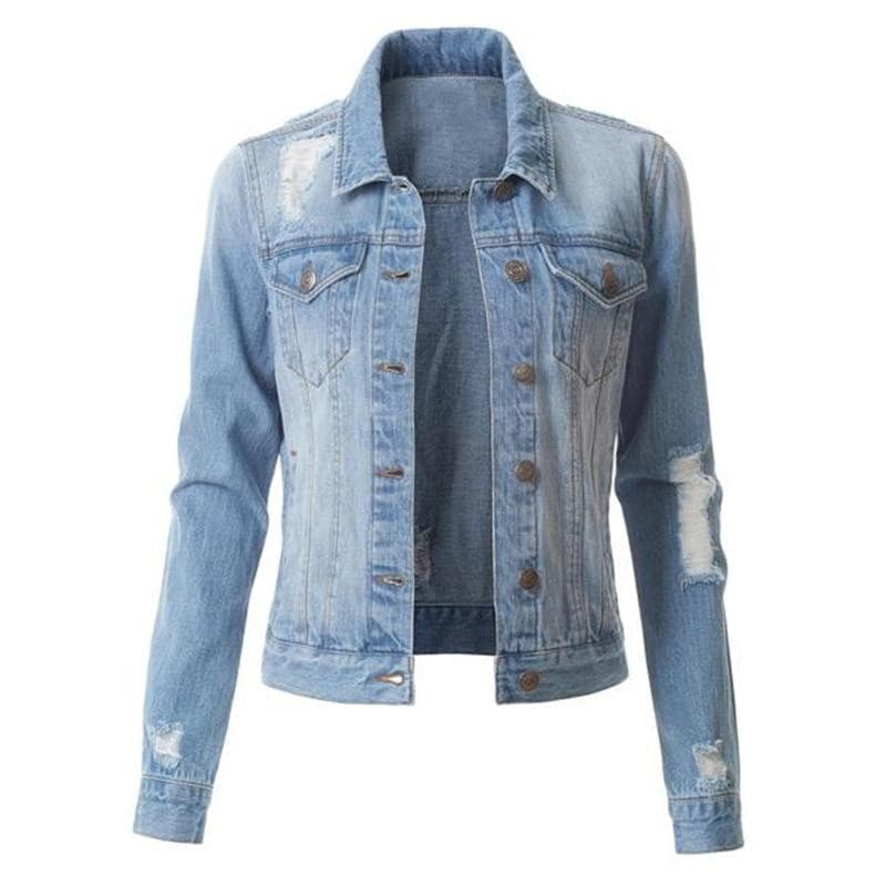 Jean Jacket Women Denim Jackets Autumn Fall Denim Jacket Women Spring Coat Female Womens Clothing Black Blue XXL light blue