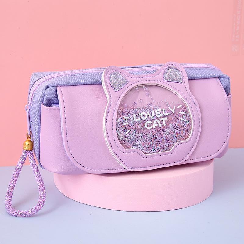 Kawaii Pencil Case Large Capacity Multifunctional Pen Box Cute Pen Storage Bag School Office Supplies Stationery purple