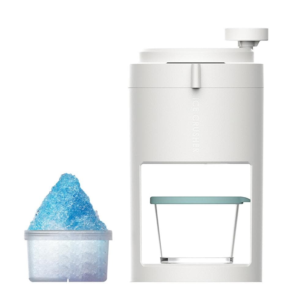 Ice Shaver and Snow Cone Machine Portable Hand Crank Ice Crusher with Free Ice Bowl and Ice Mold white