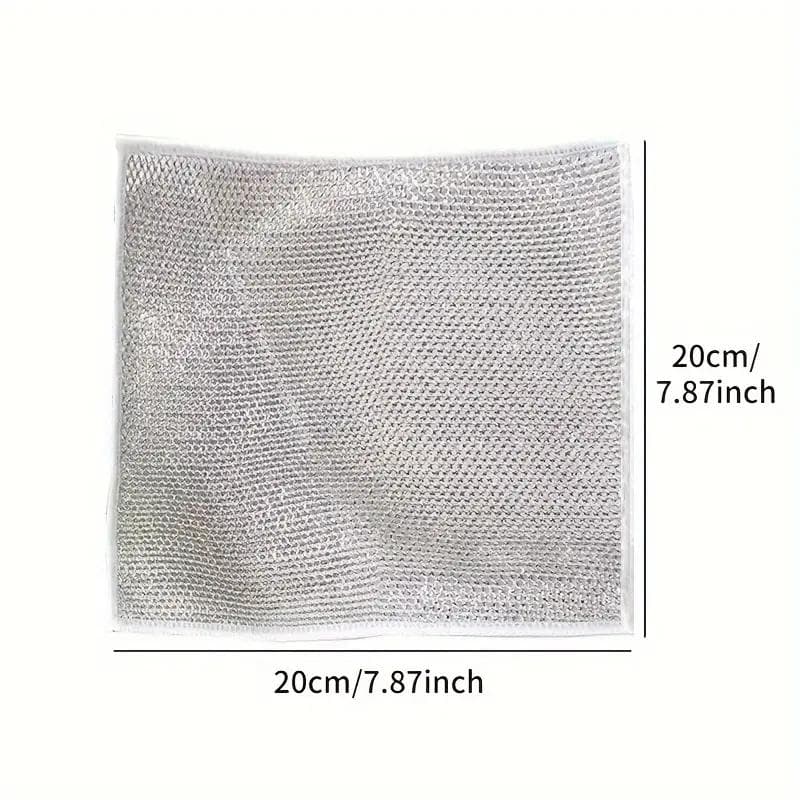 Microfiber Steel Wire Scrubbing Pads - Double-Sided, Reusable Soap Saver Pads for Kitchen, Non-Scratch 1PCS
