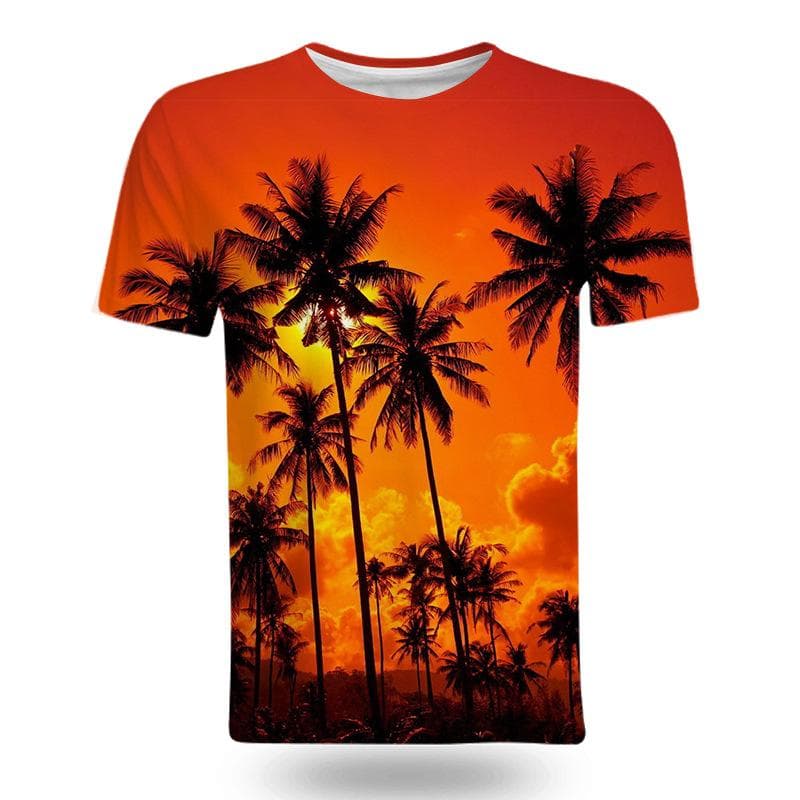 Fashion Coastal natural scenery graphic t shirts Summer style 3D Print Men t-shirt Casual Interesting short sleeve t-shirts Tops XXXL