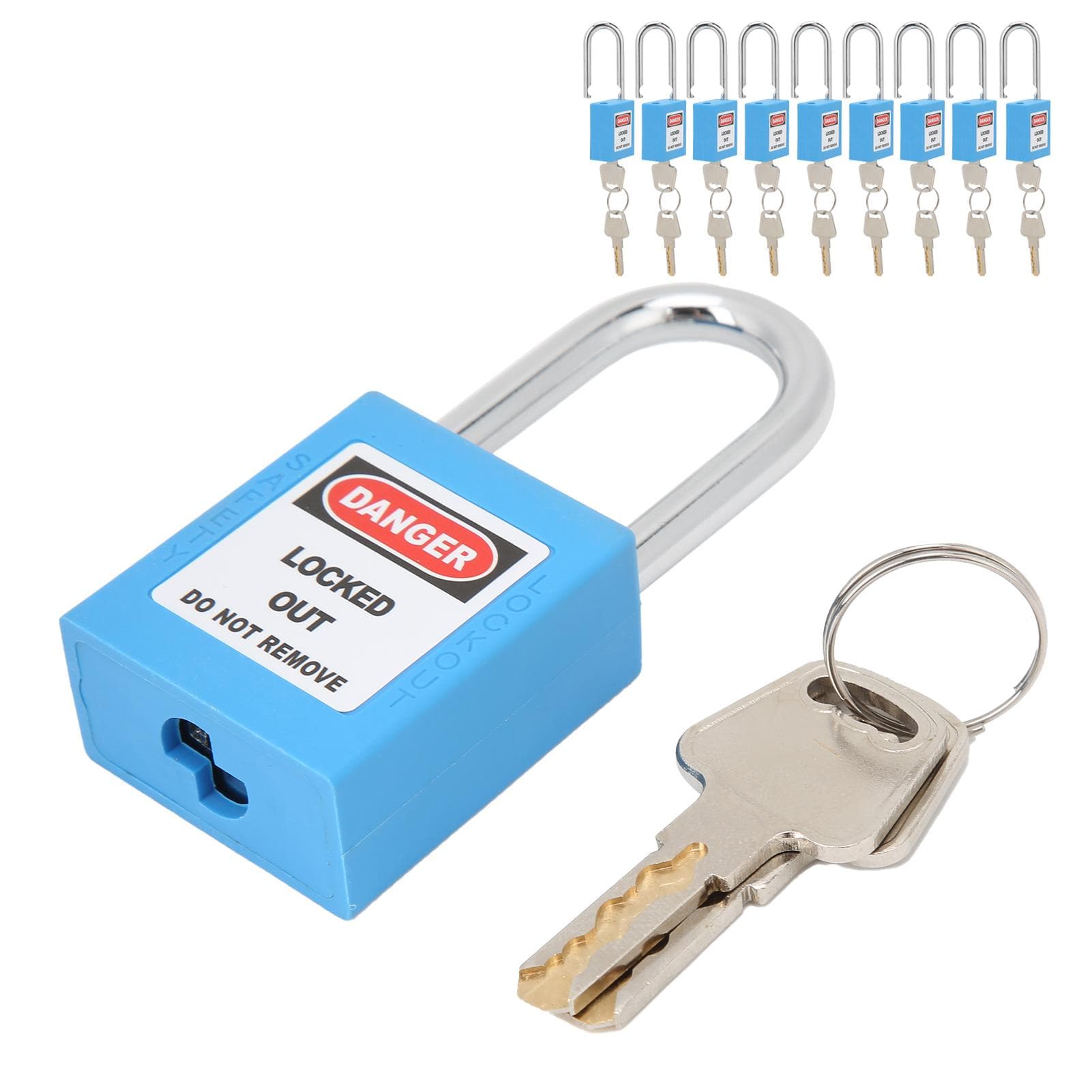 10 Sets 1.5in Safety Padlocks Steel Beam Insulated Anti Corrosion Lock for Industry Machine blue