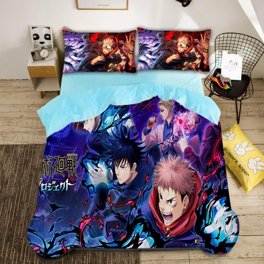 Jujutsu Kaisen Bedding Set Japan Famous Anime Duvet Cover Sets Boys 3D Printed Quilt Cover Sukuna Bedroom Decoration 140x200cm 2pcs