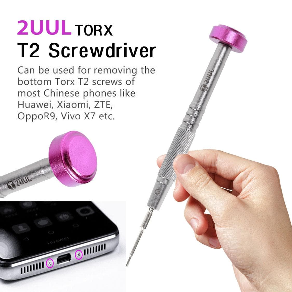 2UUL Precise Screwdriver Repair Bolt Driver for IPHONE Android Mobile Phone Clocks Watches LCD Screen Dismantling Tool purple
