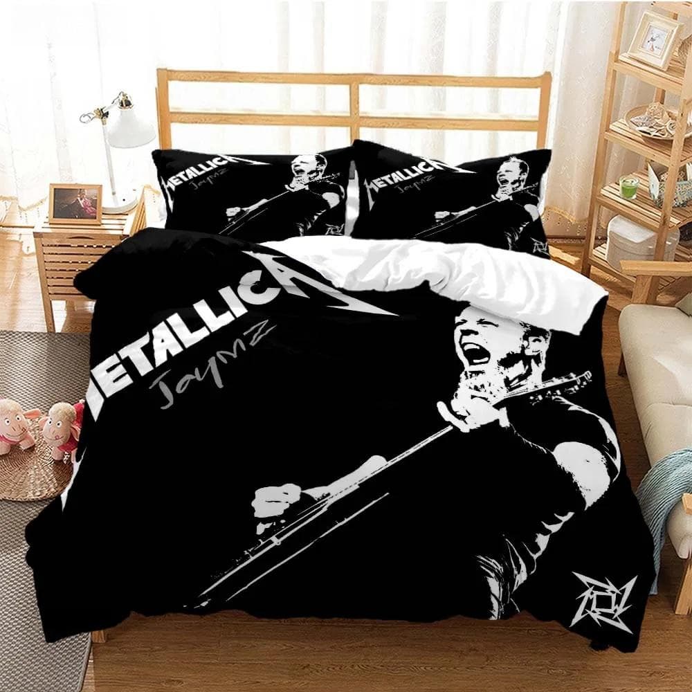 Metal Music Band M-Metallica Bedding Set Single Twin Full Queen King Size Bed Set Adult Kid Bedroom Duvet cover Set Home Textile AU Queen 210x210cm
