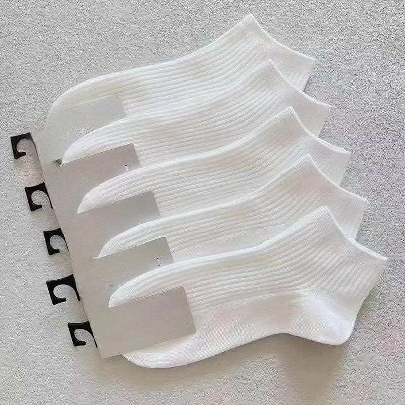 5 Pairs Ankle Socks Women Invisible Sweat-absorbing Girls Low Tube Boat Socks EU 35-40 5pair white