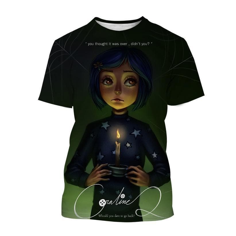 New Summer Coraline 3D Print T-Shirt Men Women Horror Anime Movie Short Sleeve Tshirts Oversized Harajuku Tees Top Kid Clothing M