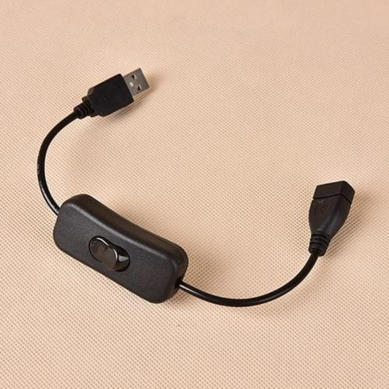 Copper Material USB Cable Male to Female Switch ON OFF Cable Toggle LED Lamp Power Line 28cm black