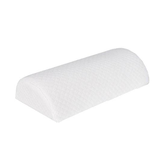Half Moon Bolster Pillow for Legs Back Sleeping Knee Pillow Memory Foam under Knee Pillow with Machine Washable Cover for Ankle Foot Comfort white