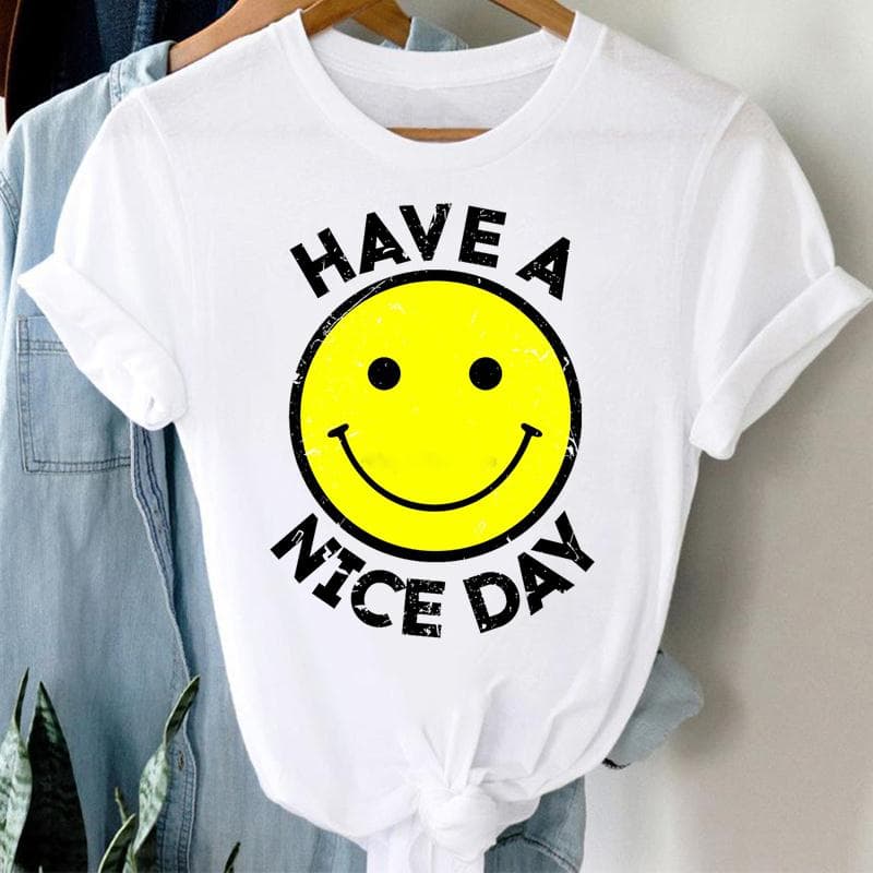 Women Print Peace Shadow 90s Short Sleeve Tee Top Fashion Tshirt Clothing Casual Summer Lady Female Graphic T-shirt XL
