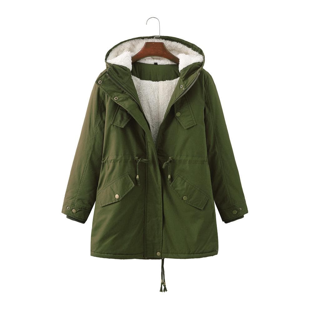 Women's Hooded Velvet Cotton Coat Autumn and Winter Large Size Cotton Coat 4XL