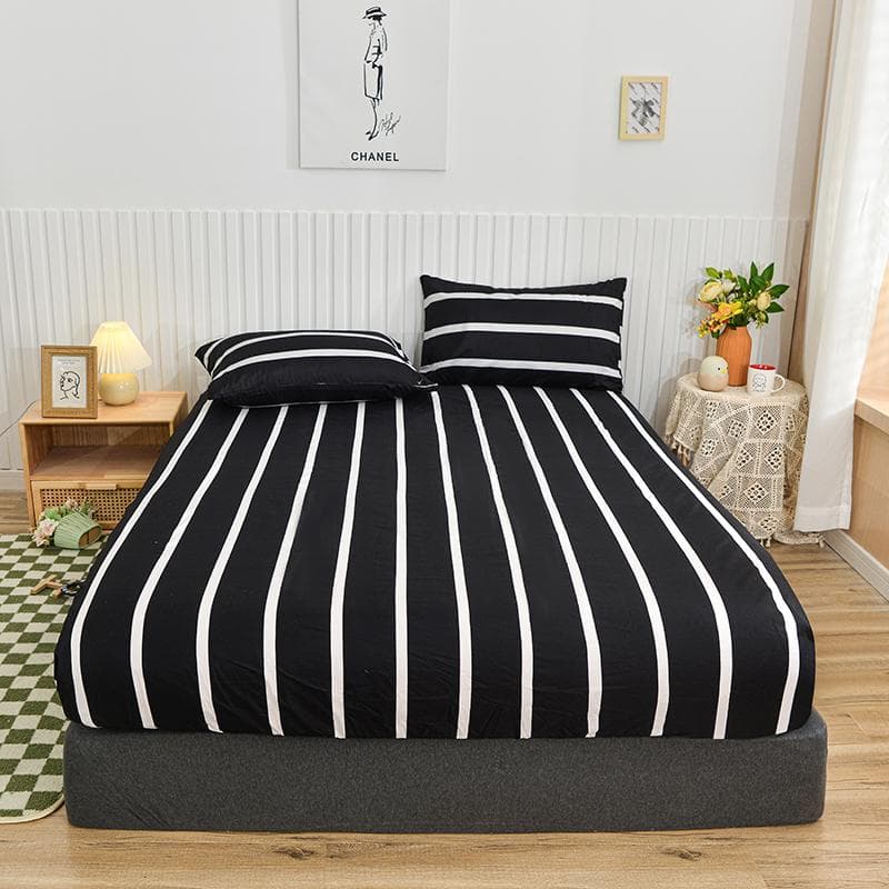Stripe Style Bed Cover Home Fitted Sheet King Size Printed Bed Sheets 90X200Cm Mattress Cover Couvre Lit (No Pillowcase) 90x200x25cm 1pc