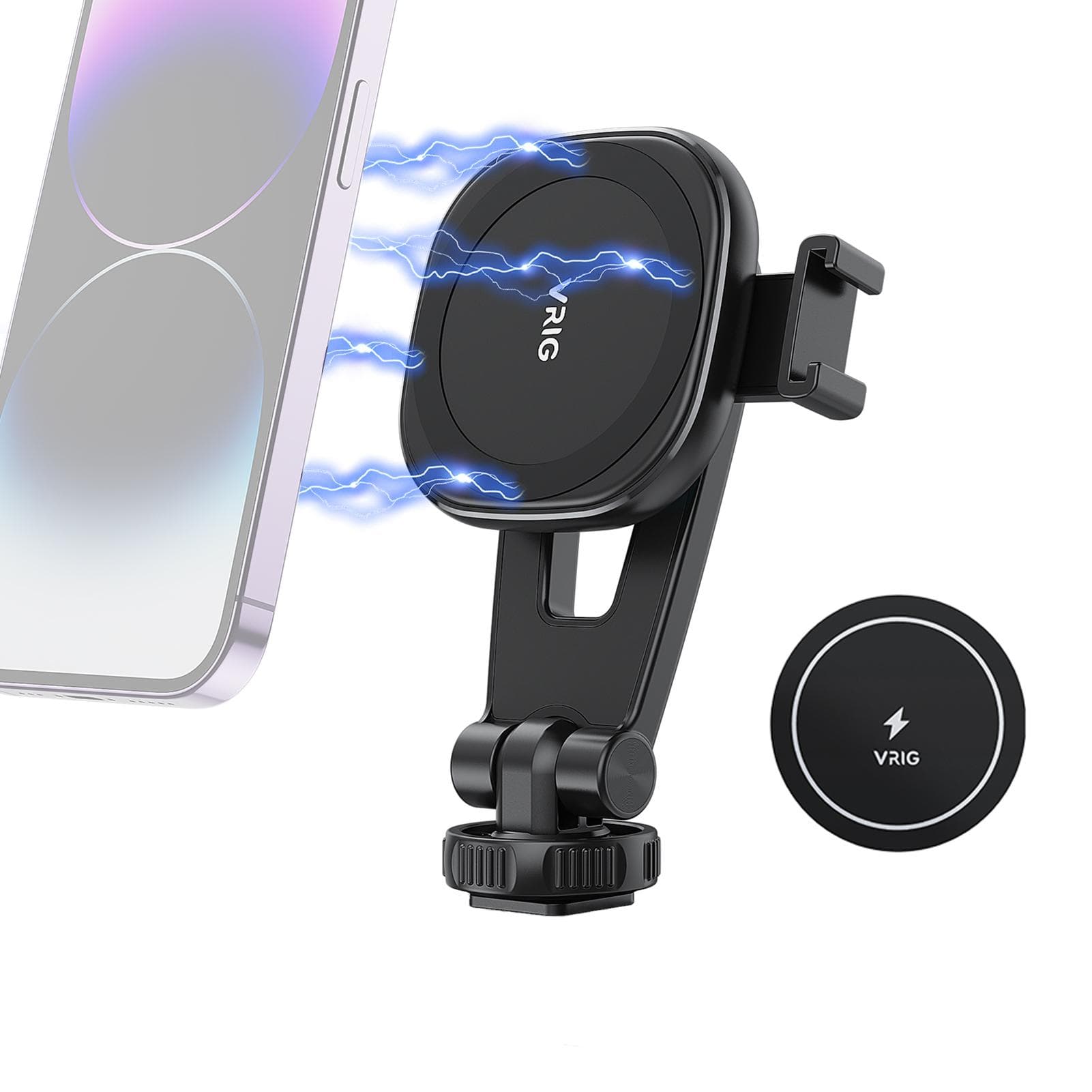 VRIG MG-03 Portable Magnetic Phone Mount Phone Holder Phone Tripod Mount with Cold Shoe 1/4 Inch black