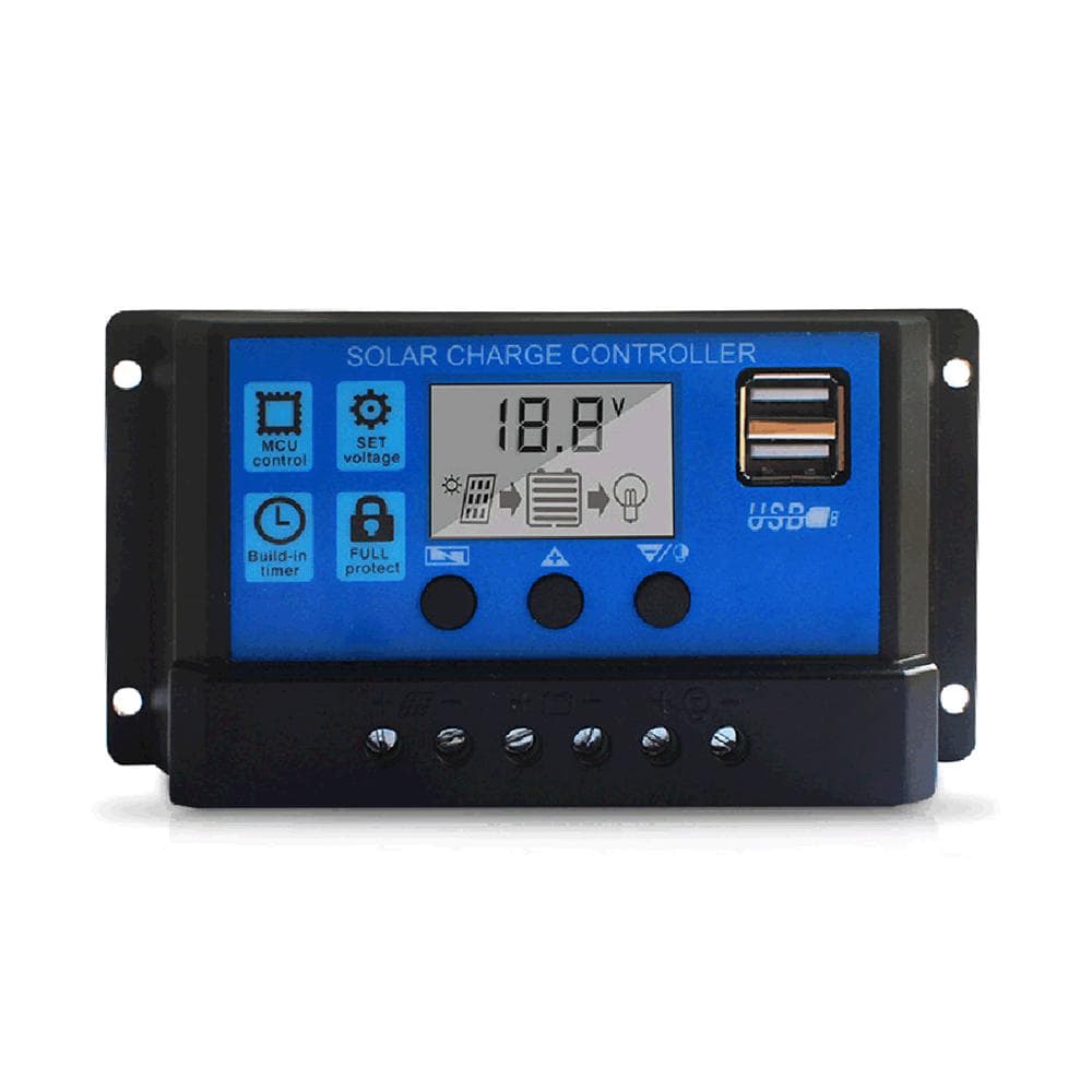 Professional Solar Panel Controller Battery Charge Regulator 2USB 12V/24V 10A~100A Photovoltaic Street Lamp Control System 20A blue