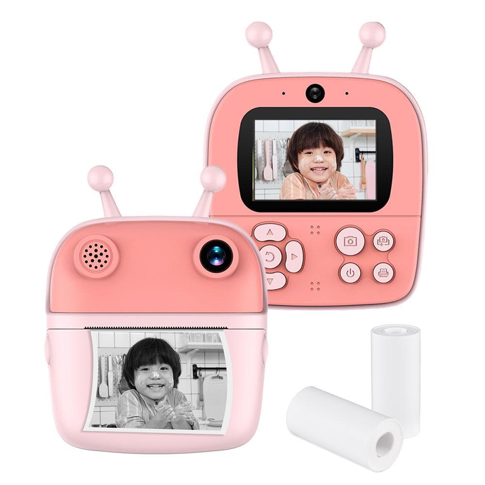 Kids Instant Print Camera Kids Camera 1080P Digital Camera Dual Lens 2.4 Inch IPS Screen Built-in pink