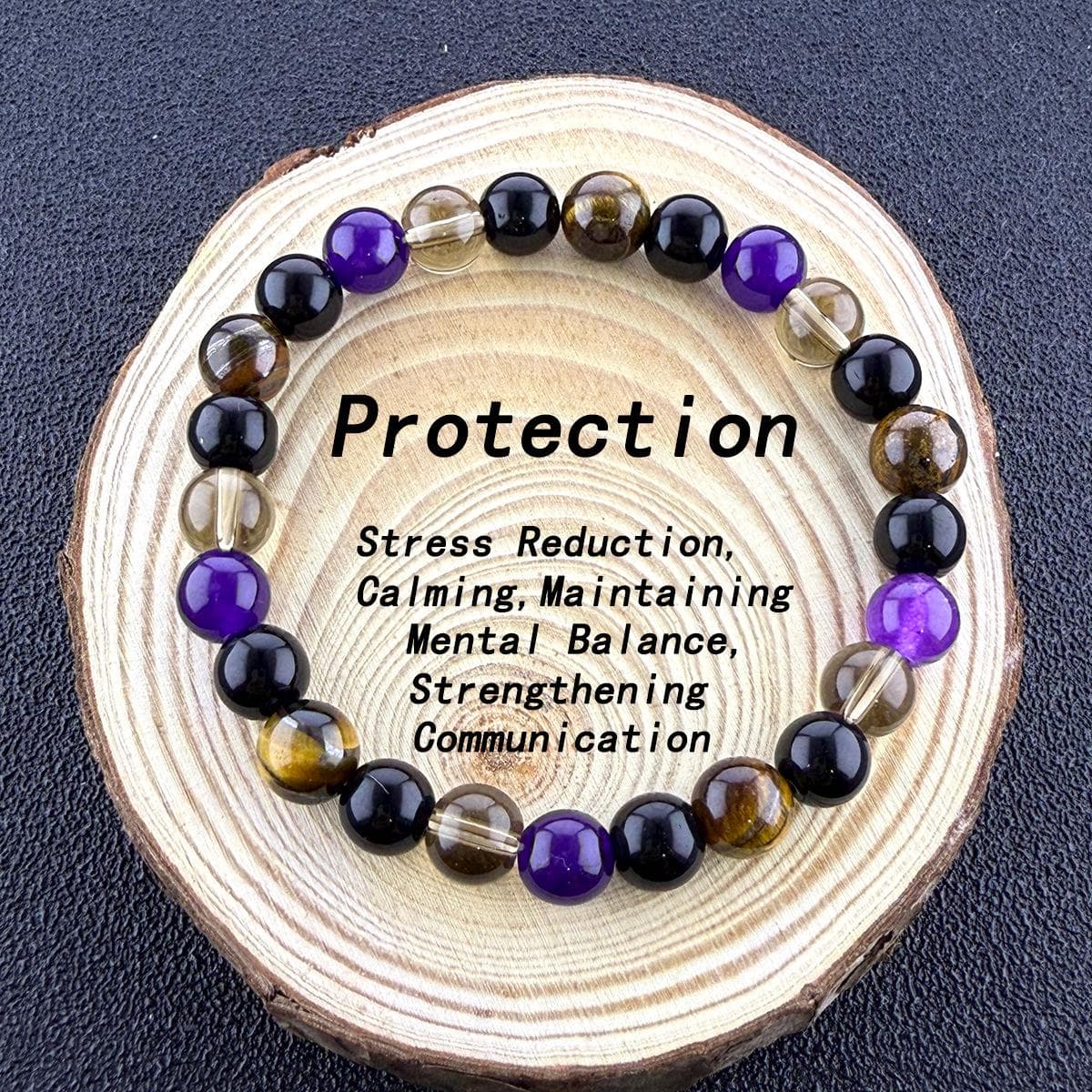 Elegant Natural Stone Bracelet: Amethyst & Citrine Beaded Jewelry for Women