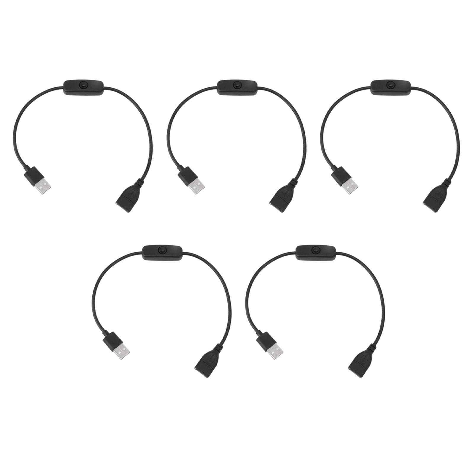 5PCS ON Off Switch Male to Female Cable 2 Pin PVC USB Extension Cable with B utton for Driving