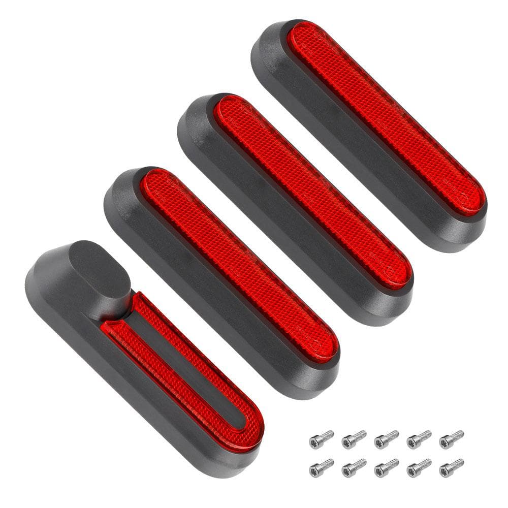 Set of 4 Electric Scooter Wheel Hubs Cap Fork Reflective Strips Wheel Side Decorative Cover with Screws Compatible with M365 PRO PRO2 1S black/red