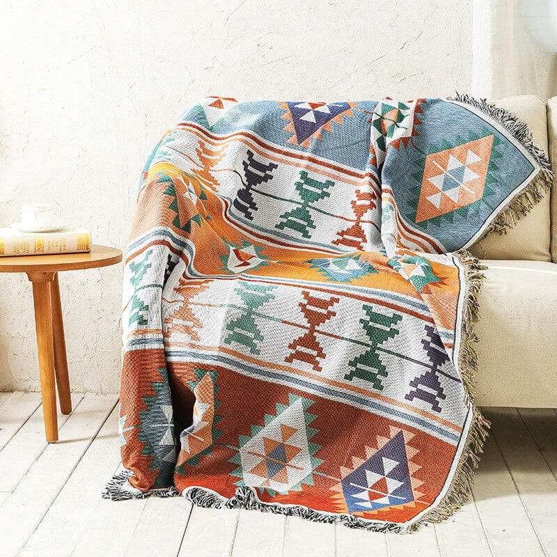Double Side Bohemian Plaid Blanket for Sofa Bed Decorative Blanket Picnic Blanket Boho Sofa Cover Throw Blanket with Tassel 90x150cm