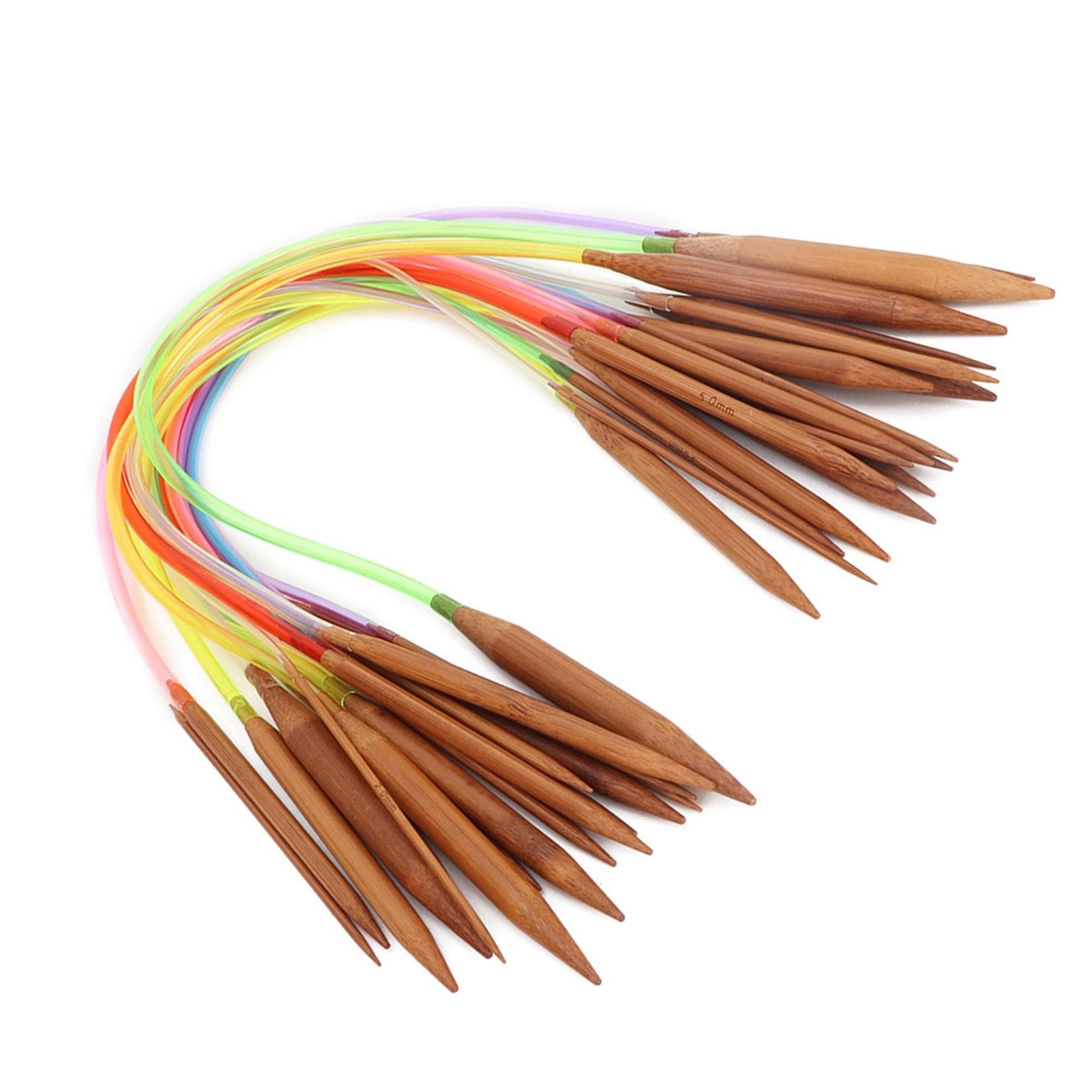Multicolor Plastic Pipe Carbonized Double Annular Bamboo Sweater Needles(40 cm15.7 in)