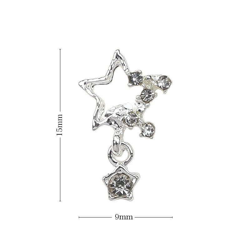 10Pcs/set Pentagram Star Nail Art Charm Shiny Heart Rhinestones 3D Nail Decoration Glitter Nail Manicure Accessories 10pcs