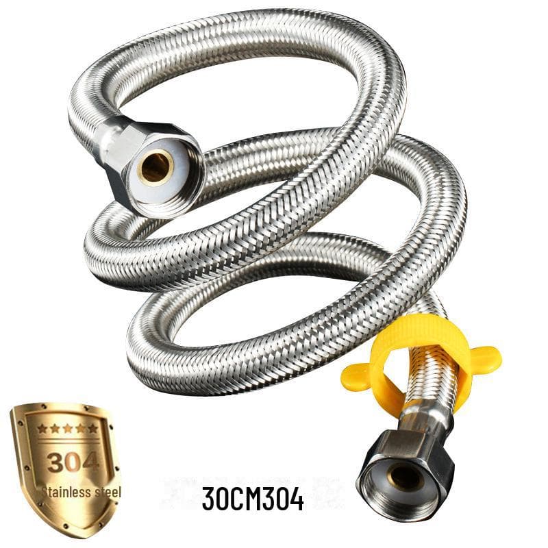 Brand 304 Stainless Steel Explosion-Proof Braided Hose for Water Heater and Toilet Faucet - Universal 4-Point Inlet Pipe 30CM 304