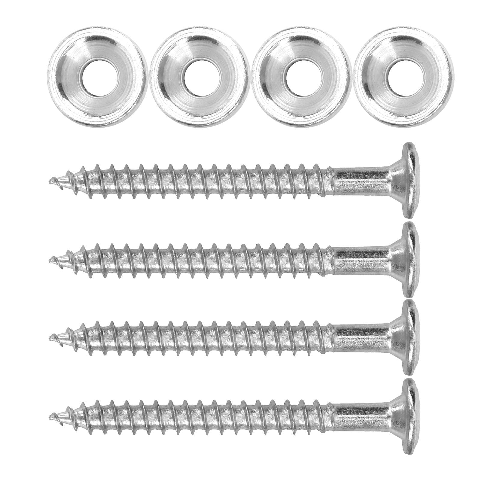 4 Sets Guitar Neck Joint Bushing Set Metal Ferrule Bolt with Screw Accessory for Electric silver