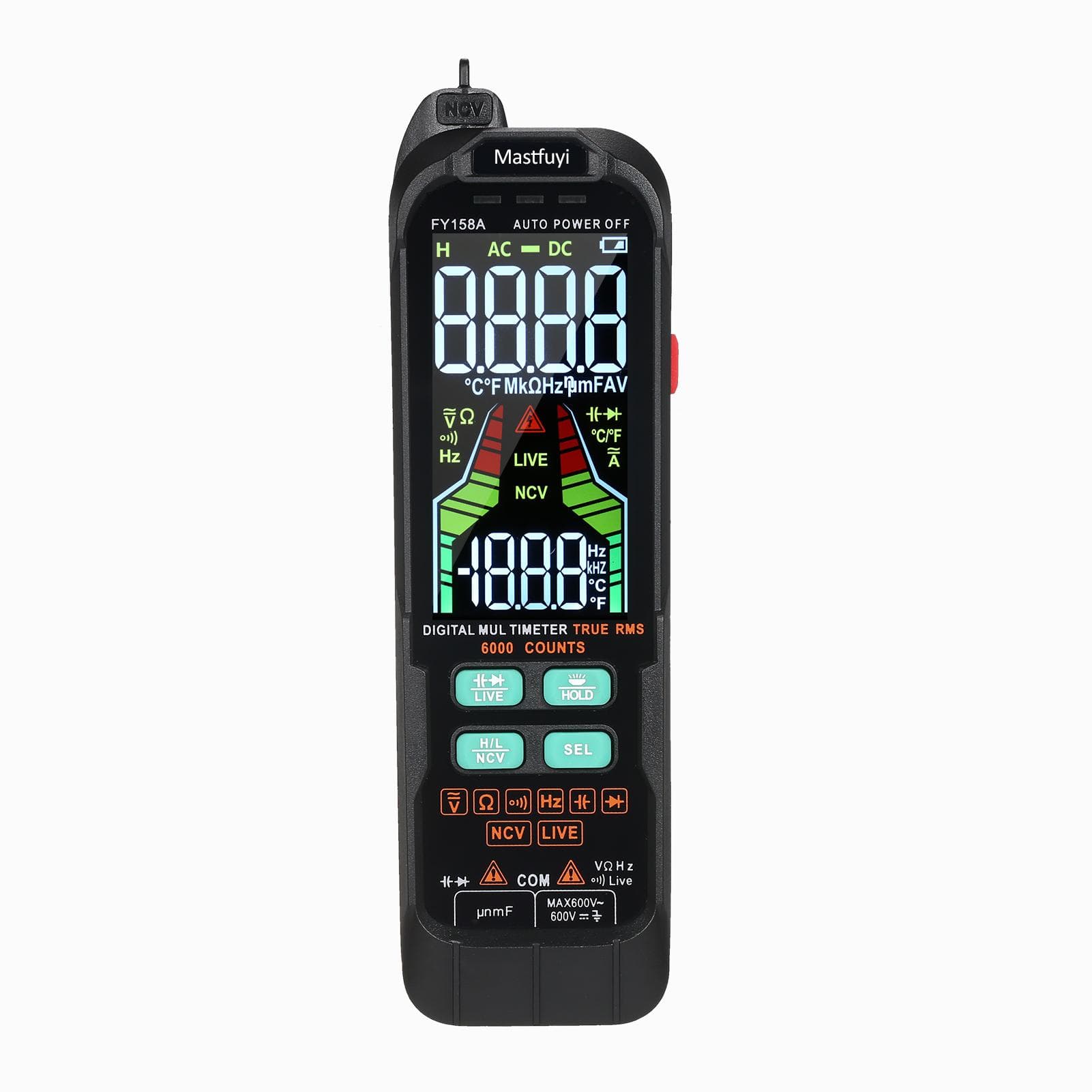 Mastfuyi FY159B Digital Intelligent Multimeter, Fully Automatic Portable Multimeter, Digital FY158A black