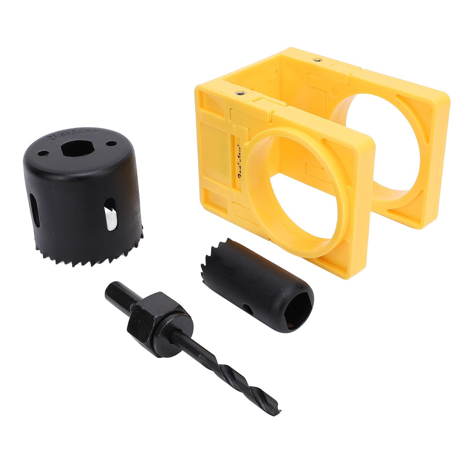 Door Lock Installation Kit with Adjustable Guide Template Ball Type Lock Hole Saw and Shaft for