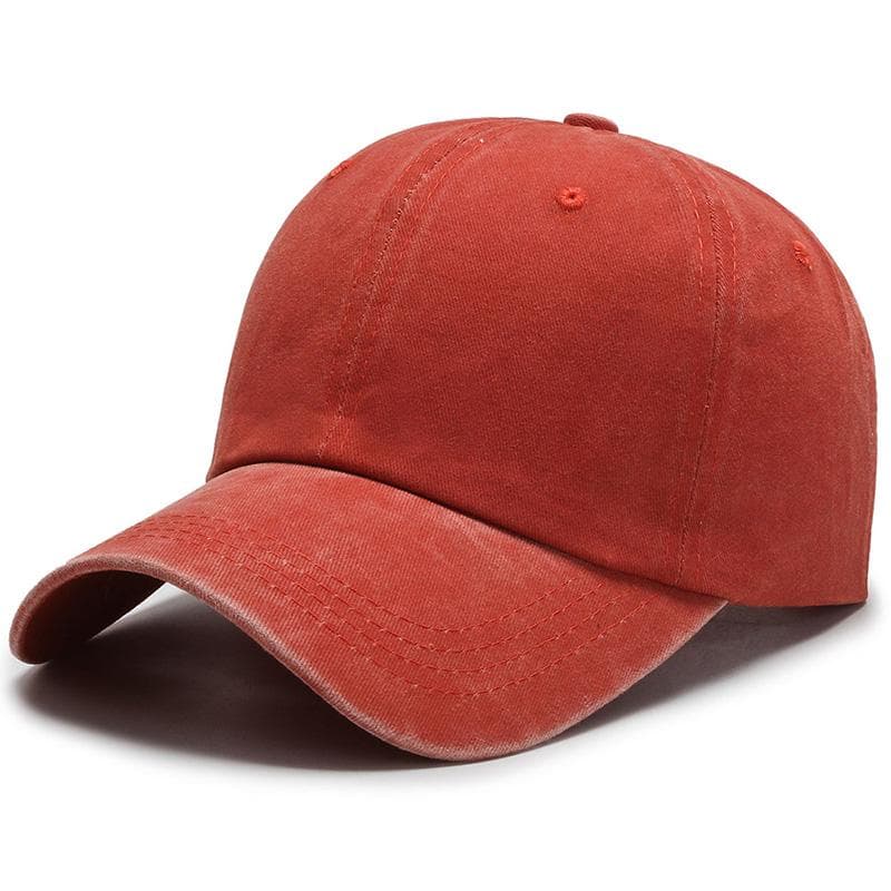 New Unisex Cap Adjustable Washed Cotton Solid Color Plain Baseball Cap Streetwear Leisure Hat Cap 54cm-60cm orange