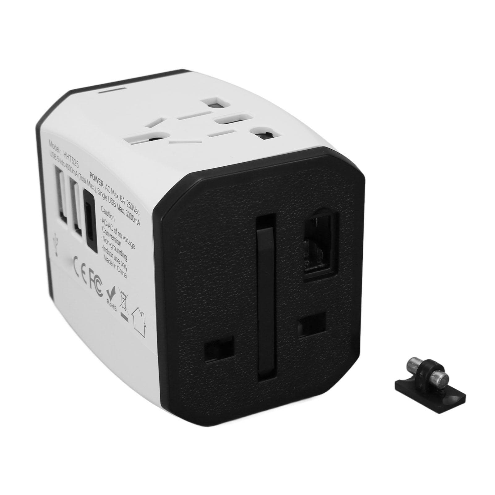 Universal Travel Power Adapter 6A 2xUSB3.0A USB C All in One Worldwide Adapter Wall Charger for white