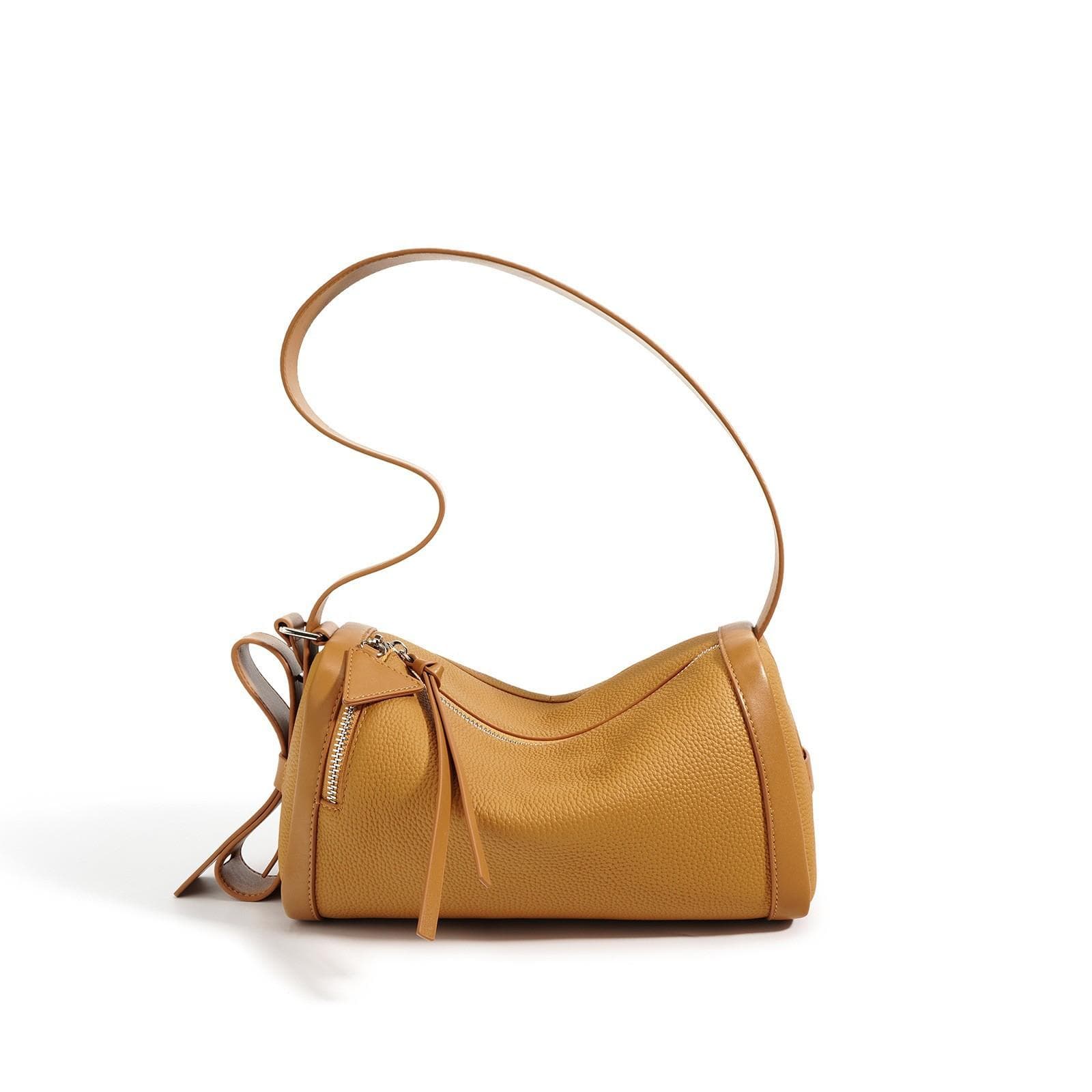 Head-layer Lychee Pattern Leather Pillow Bag for Women Contrasting Color One-shoulder Crossbody Commuting Bag Casual Underarm Bag