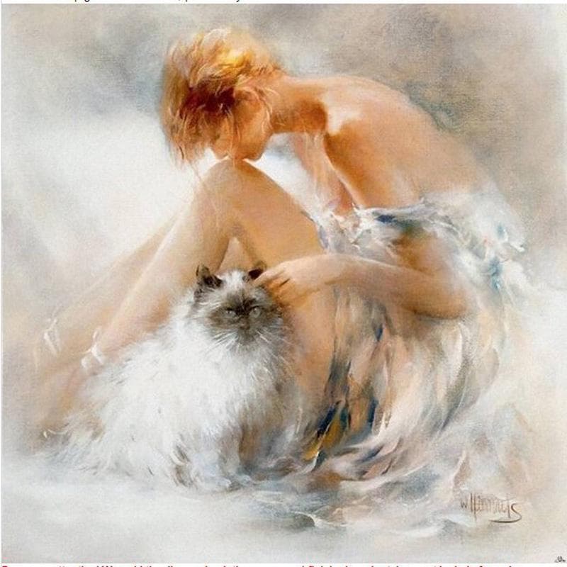 Diamond Painting Needlework Full Drill Mosaic Women Cat Diamond Embroidery Rhinestones Cross Stitch 30x30CM