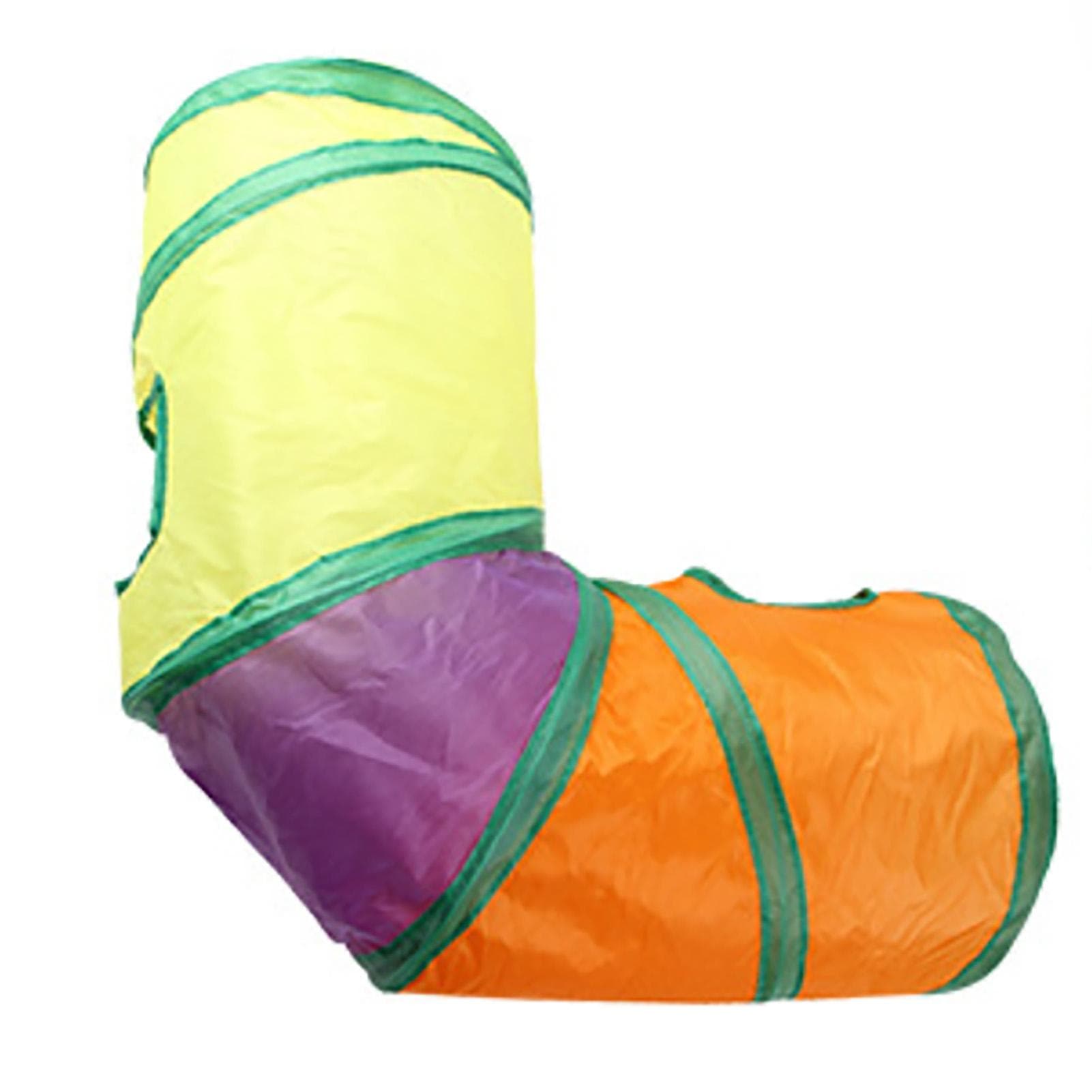 Cat Tunnel 3 Way Collapsible Interactive Rainbow Colors Right Angle Curve Cat Tunnel Tube Toy for
