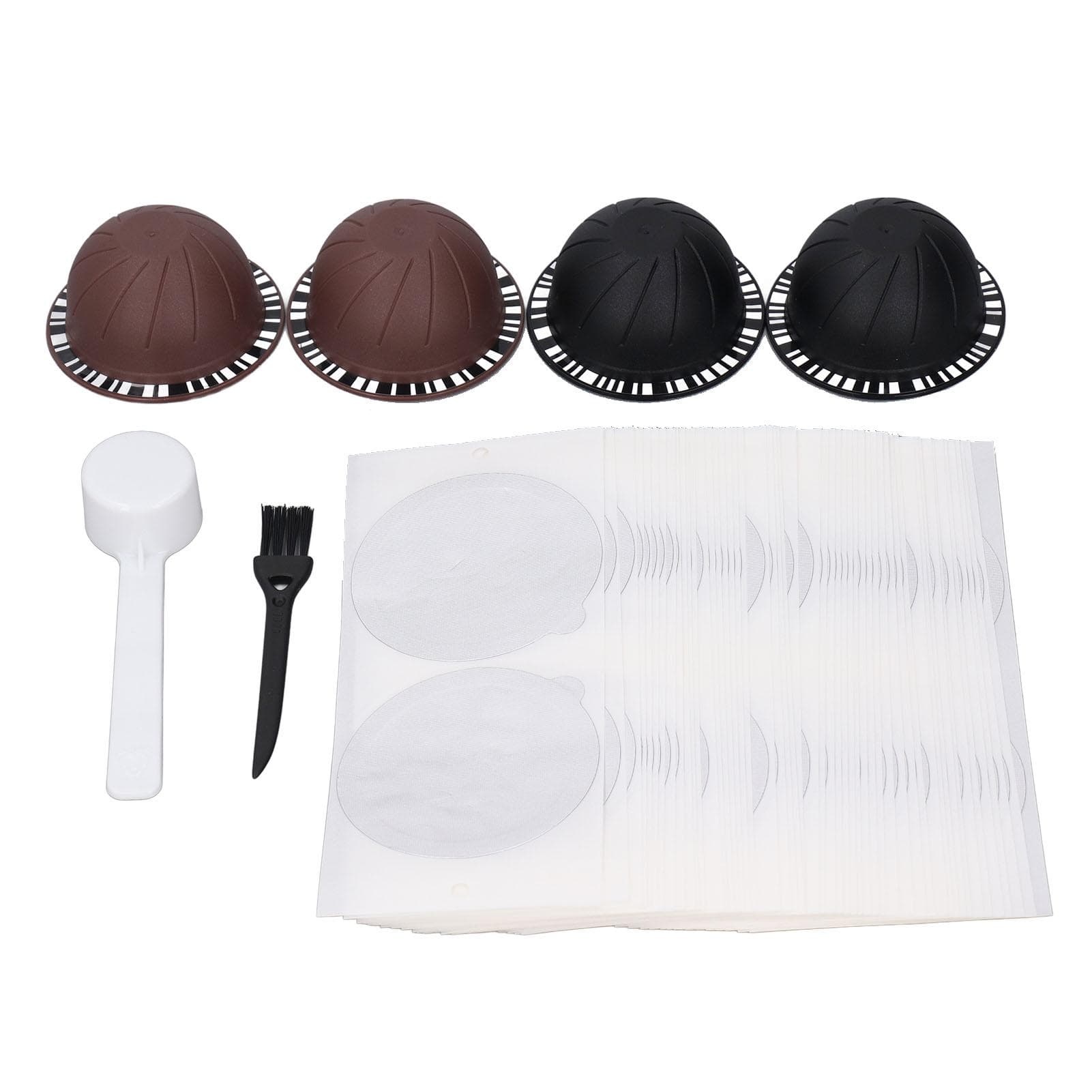100PCS Aluminum Foil Lids Seals with 4 Reusable Coffee Capsules Plastic Refillable Coffee Pods