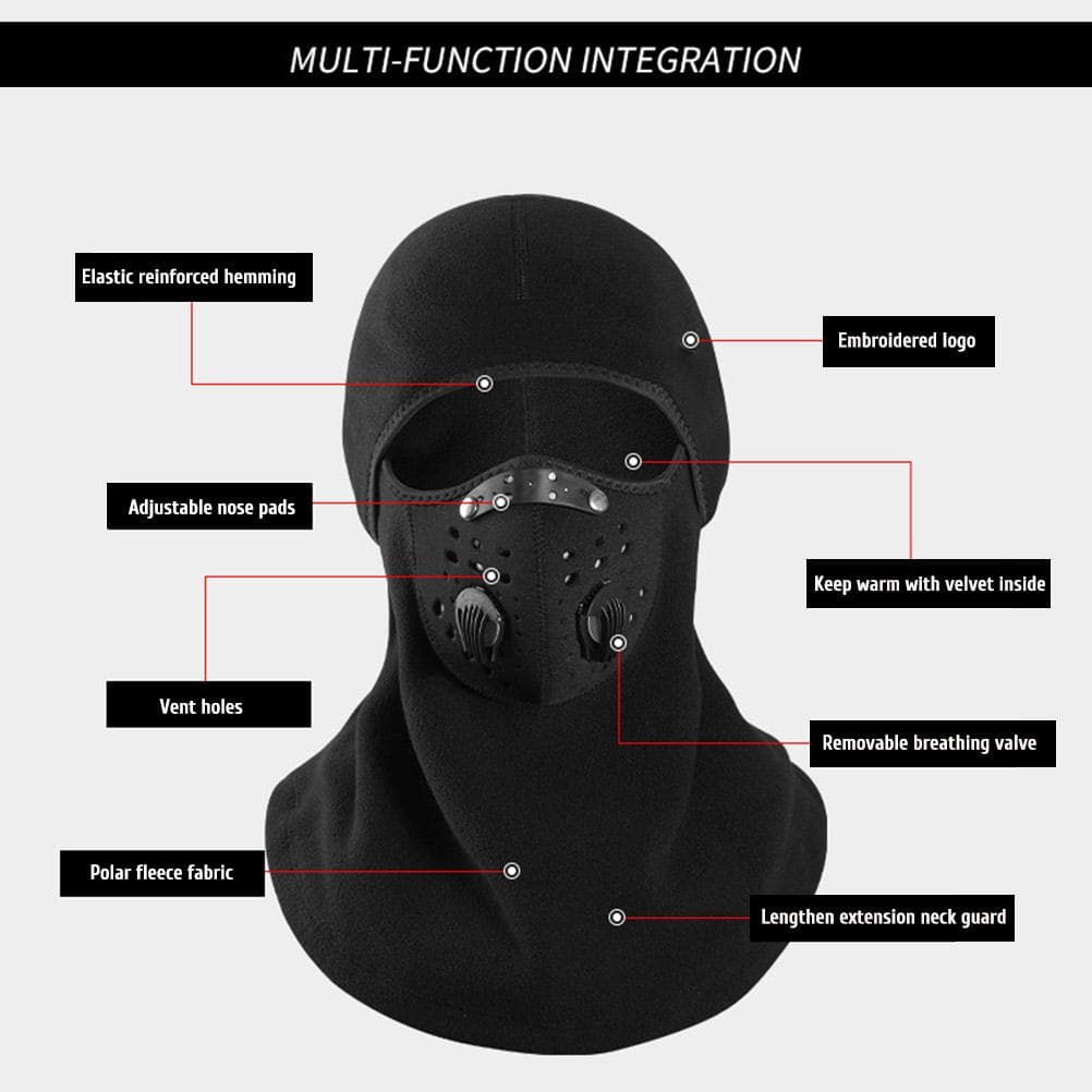Balaclava Ski Face Cover with Filter Detachable Breathable Air Vents for Men Women Winter Windproof