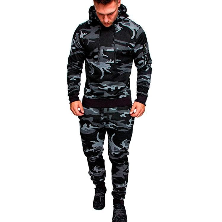 Men's Sportswear Set Two-piece Casual Jogging Warm Breathable Fitness Sportswear Set Military Tactical Hoodie + Trousers XXL