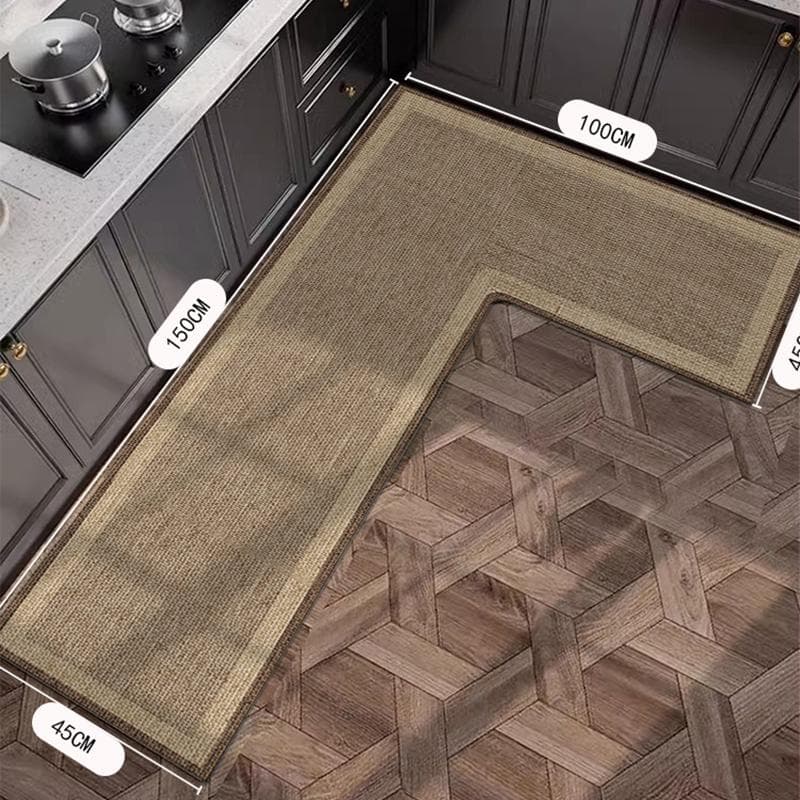Kitchen Carpet L Shape Non-slip Floor Mat Diatom Mud Absorbent Mats Home Decoration Rug Oil Absorption Imitation Linen Carpets 100x150x50cm
