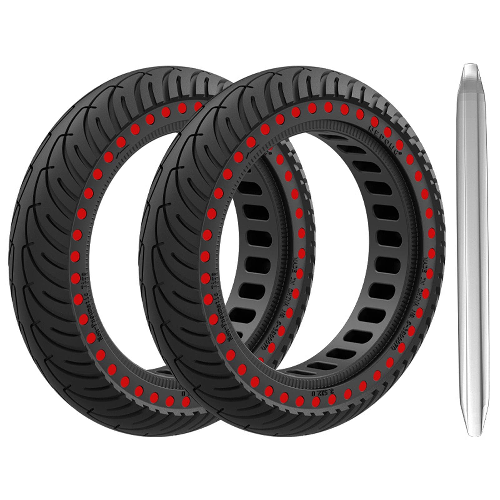 2pcs 8.5 Inch Electric Scooter Solid Rubber Tire with Mounting Tool Tire Lever Puncture-proof Solid Type 1 black