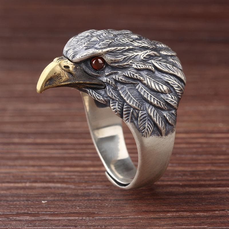 Vintage Eagle Ring Men'S Fashion Personalized Index Finger Ring Anti Thai Silver Ring Fashion Dominant Eagle Open Ring open size