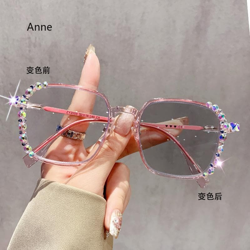 Luxury Diamond Cut Photochromic Glasses Trendy Color Changing Eyeglasses Handmade Myopia Glasses for Women Men Fashion -2.0