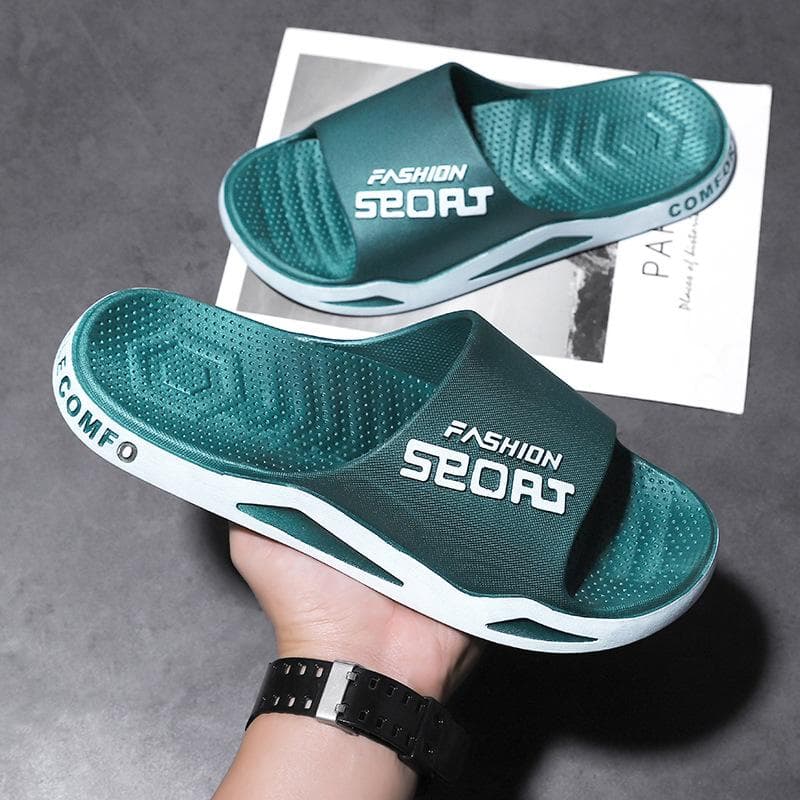 Summer Sport Slippers For Men Outdoor beach Sandals Trendy Couples Home Bathing Indoor Anti-slip Shoes 40-41 green