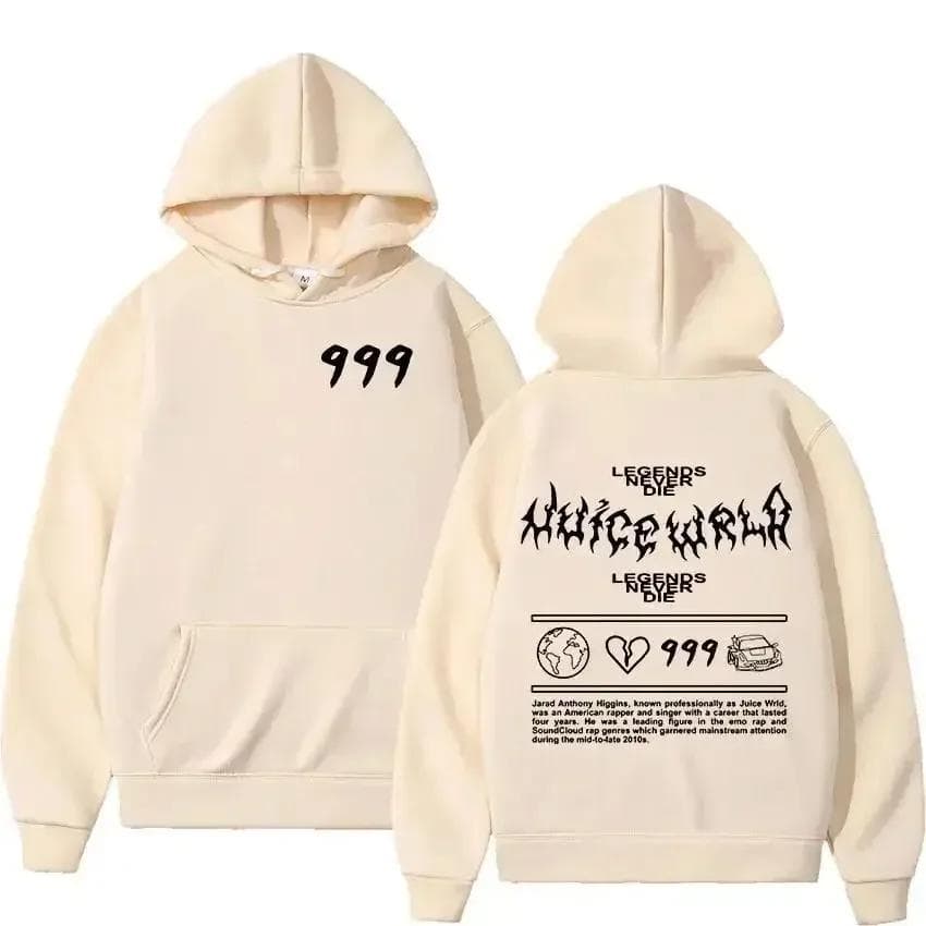 Male and female rapper Juice Wrld hooded sweatshirt city fashion sweatshirt popular hip-hop sweatshirt M