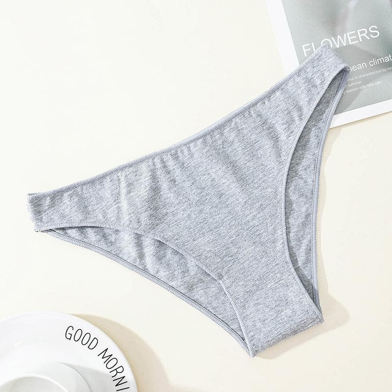 Ladies Pure Cotton Bikini Underwear Low Waist Seamless Briefs Comfortable Breathable Underwear M grey