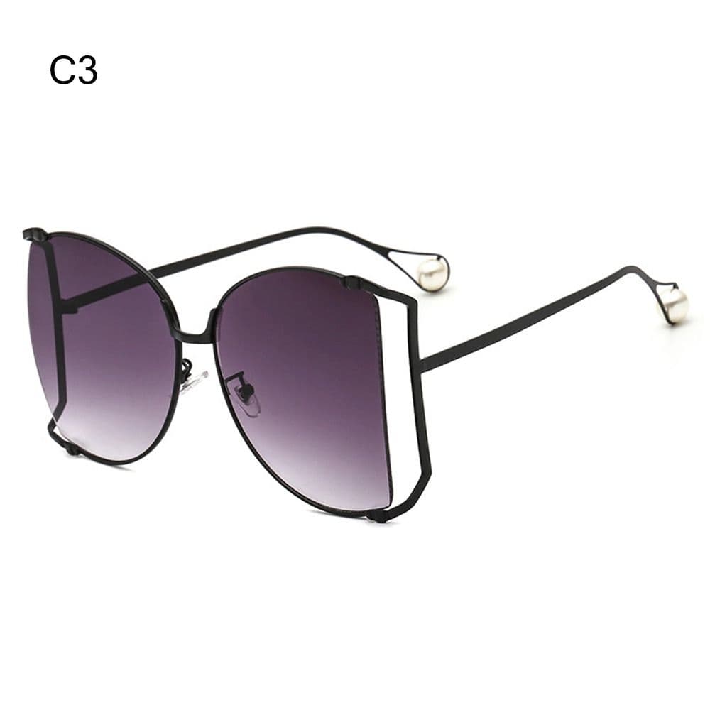 Retro UV Protection Oversized Sunglasses Trendy Street Pearl Design Colorful Metal Hollowing Shades Unisex
